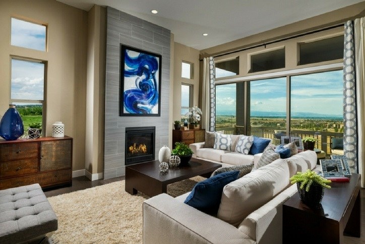 Living room in model home in Anthem